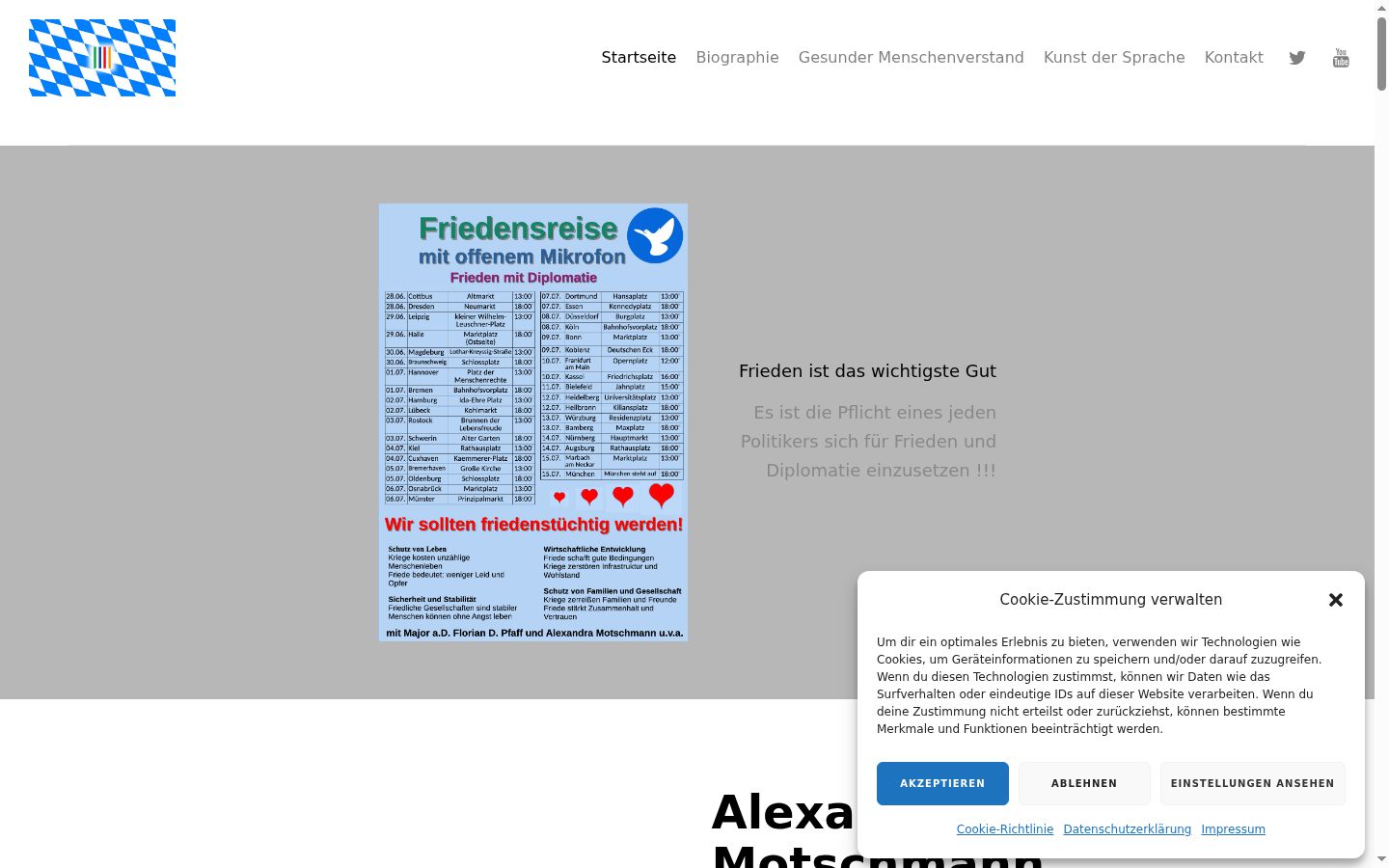 Screenshot del banner di consenso mostrato prima di qualsiasi interazione