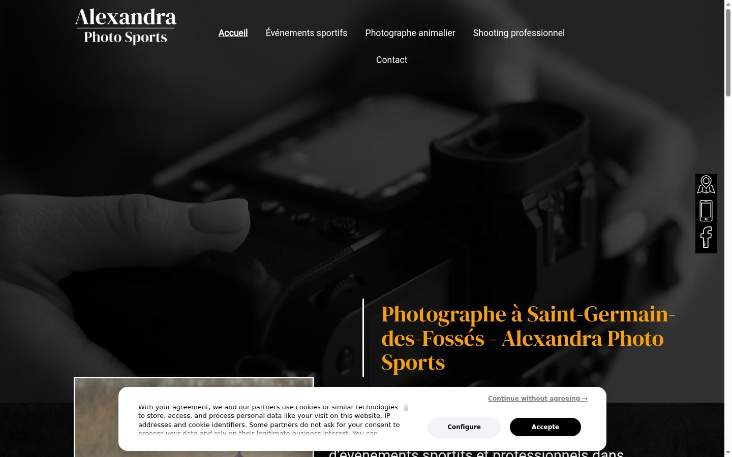 Capture d'écran de la bannière de consentement affichée avant toute interaction