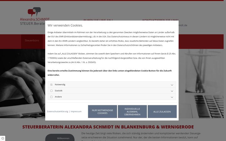 Screenshot of alexandra-schmidt.de