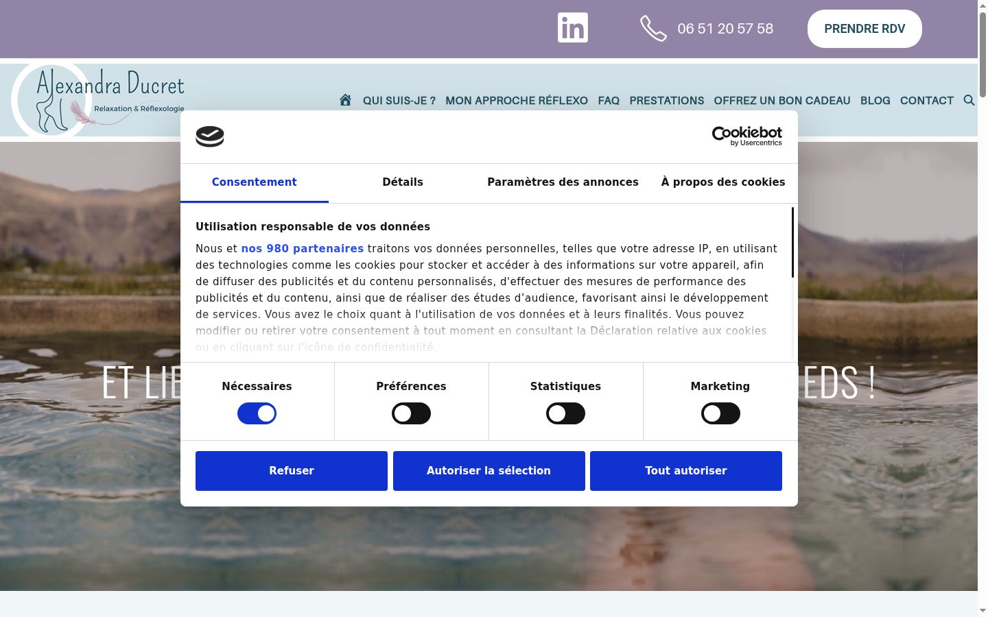 Captura de pantalla del banner de consentimiento mostrado antes de cualquier interacción