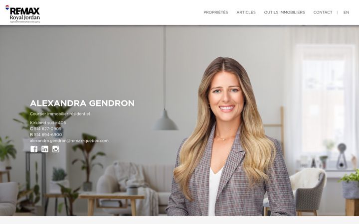 Screenshot of alexandragendron.com