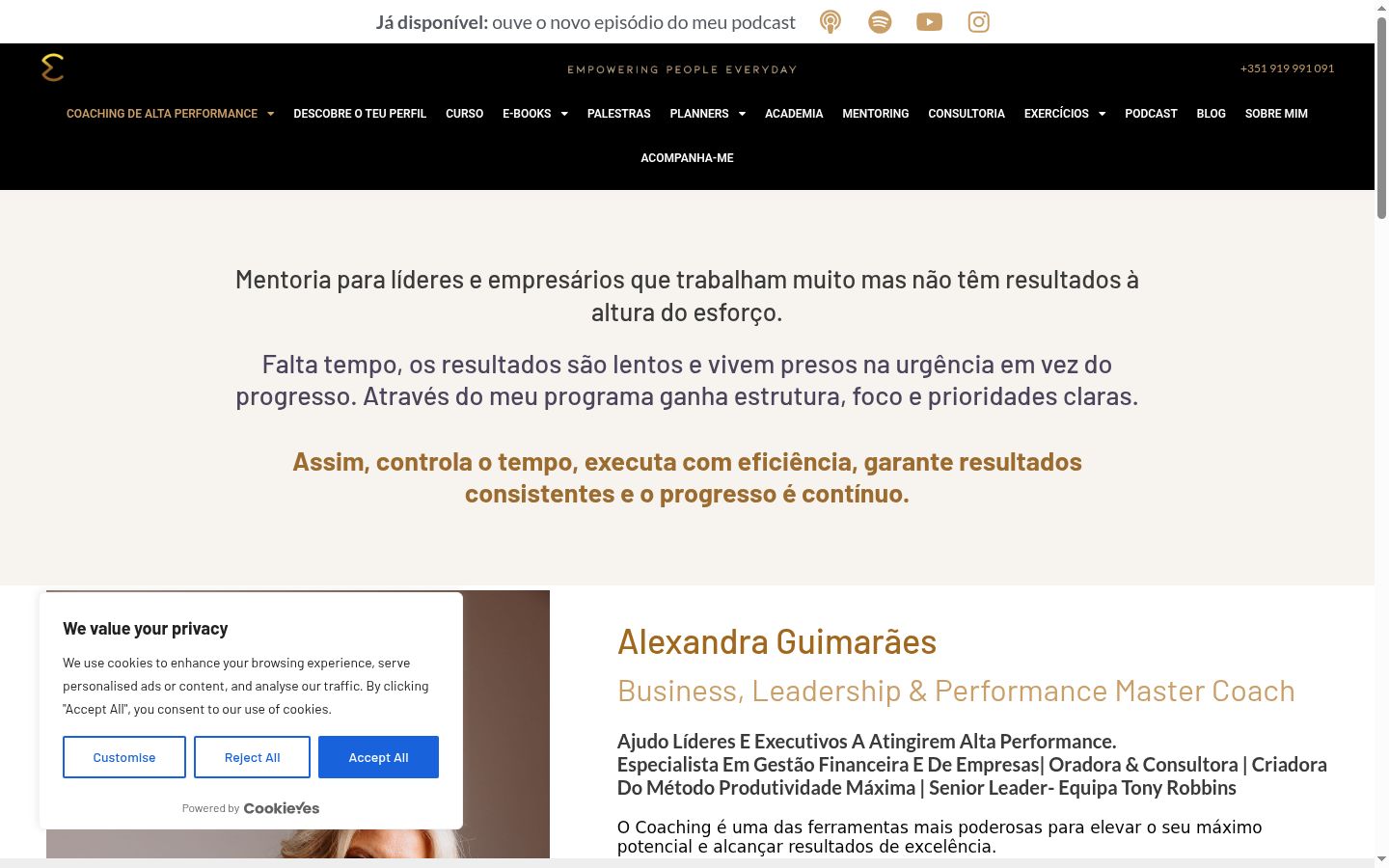 Captura de pantalla del banner de consentimiento mostrado antes de cualquier interacción
