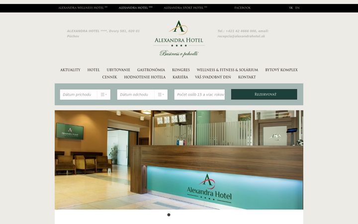 Screenshot of alexandrahotel.sk