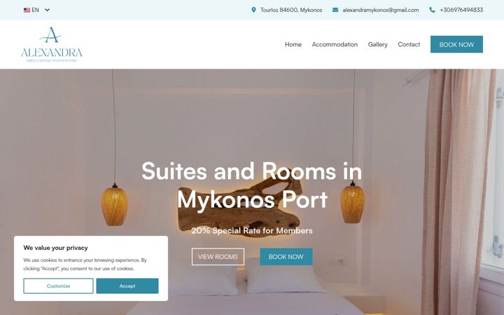 Screenshot of alexandramykonos.gr