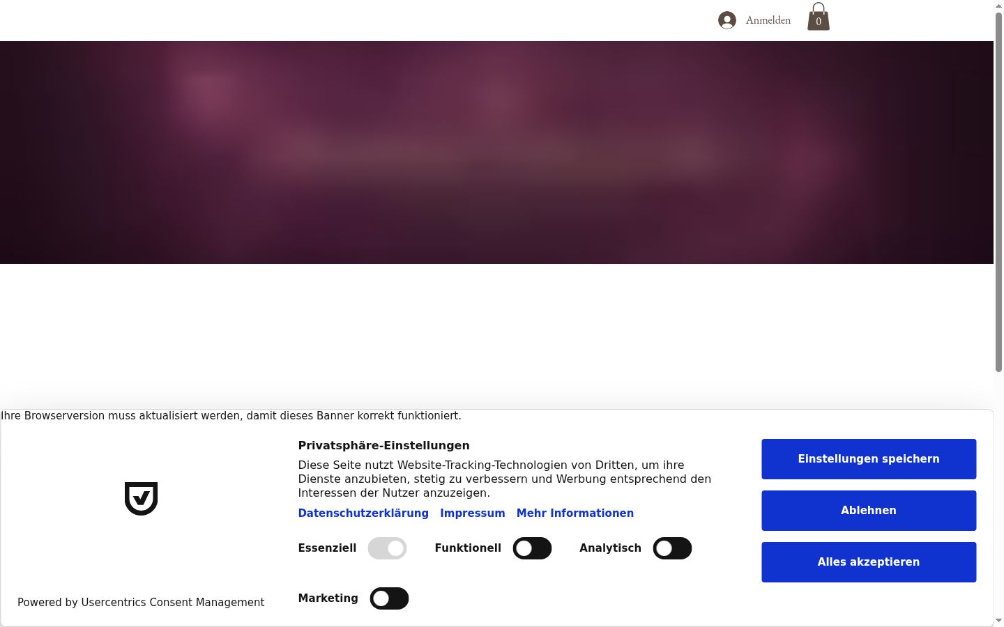 Capture d'écran de la bannière de consentement affichée avant toute interaction