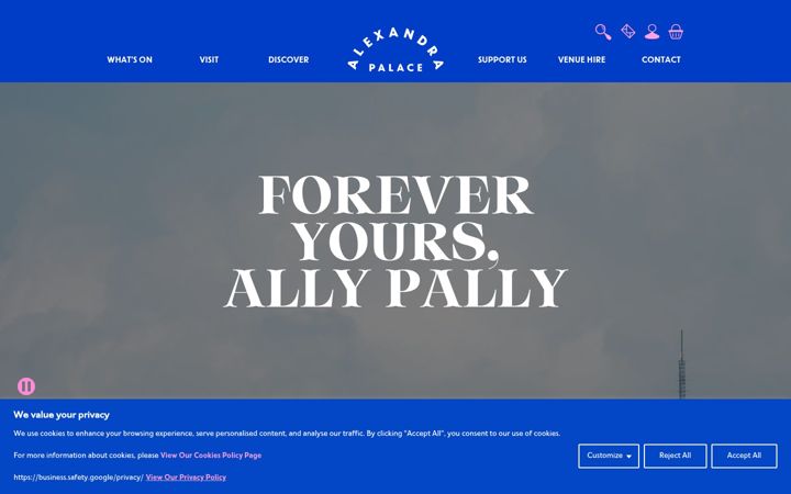 Screenshot of alexandrapalace.com