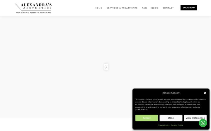 Screenshot of alexandrasaesthetics.co.uk