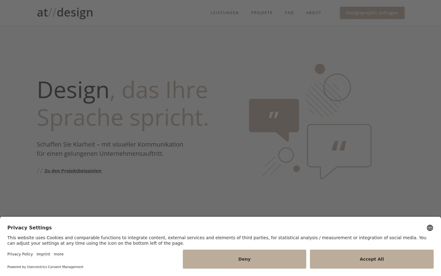Screenshot des Einwilligungsbanners vor jeglicher Interaktion