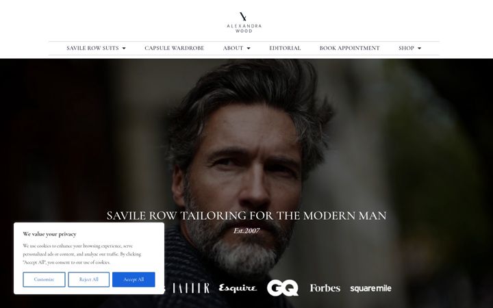 Screenshot of alexandrawoodbespoke.co.uk