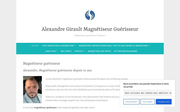 Captură de ecran a alexandre-magnetiseur-guerisseur.fr