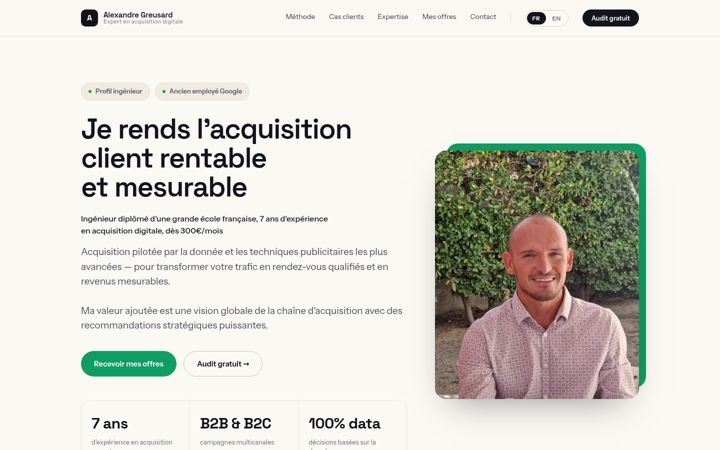 Screenshot of alexandregreusard.fr