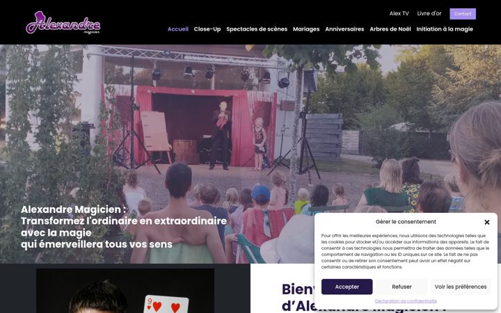 Screenshot von alexandremagicien.com
