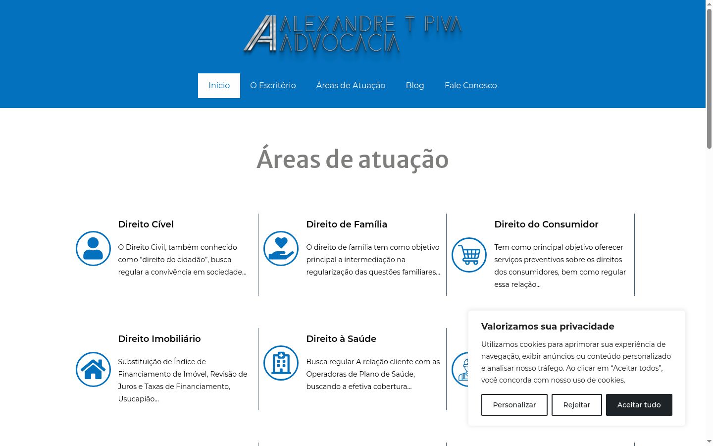 Captura de pantalla del banner de consentimiento mostrado antes de cualquier interacción