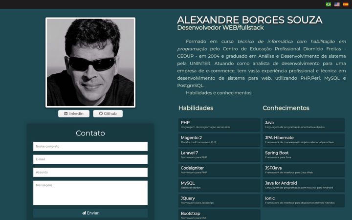 Ekrānuzņēmums no alexandresouza.dev
