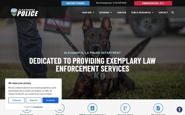 Screenshot of alexandrialapolice.org