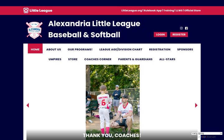 Screenshot of alexandrialittleleague.org