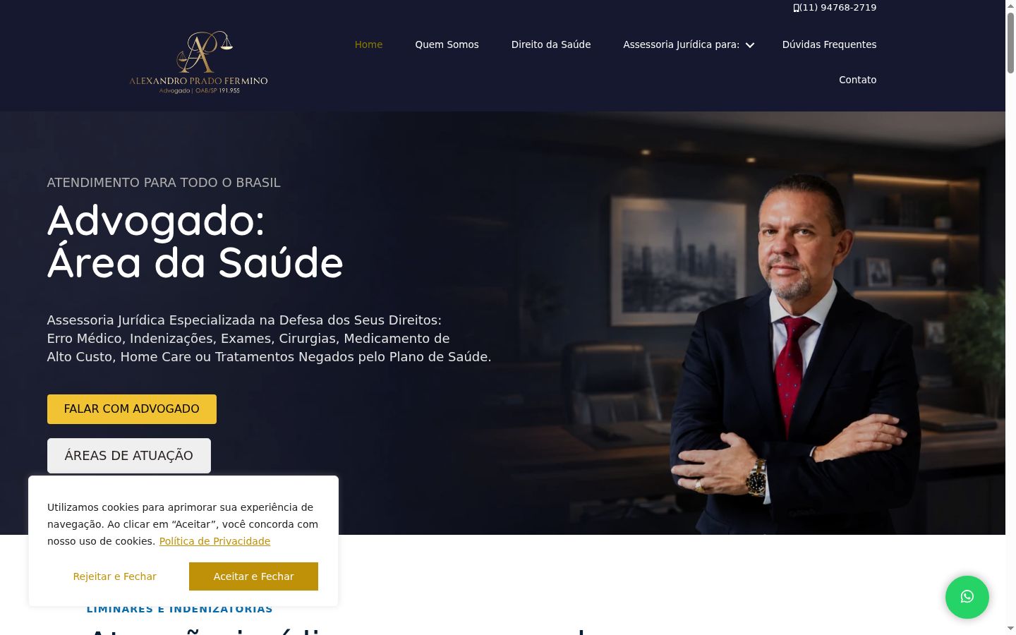 Screenshot del banner di consenso mostrato prima di qualsiasi interazione
