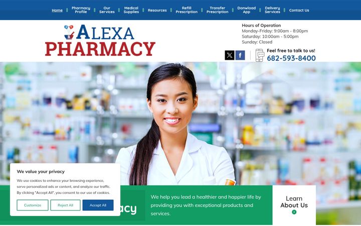Screenshot of alexarxcare.com