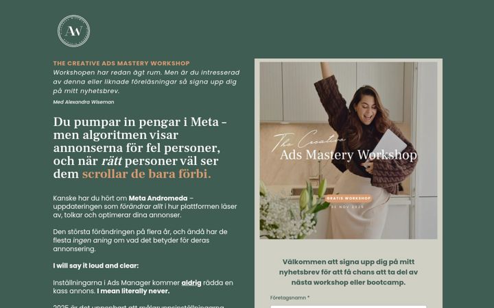 Screenshot of alexawiseman.se