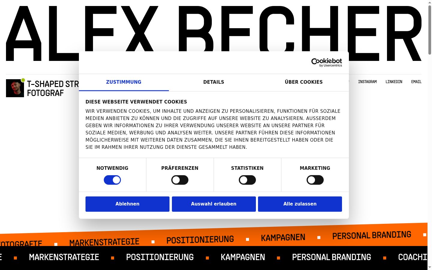 Screenshot del banner di consenso mostrato prima di qualsiasi interazione