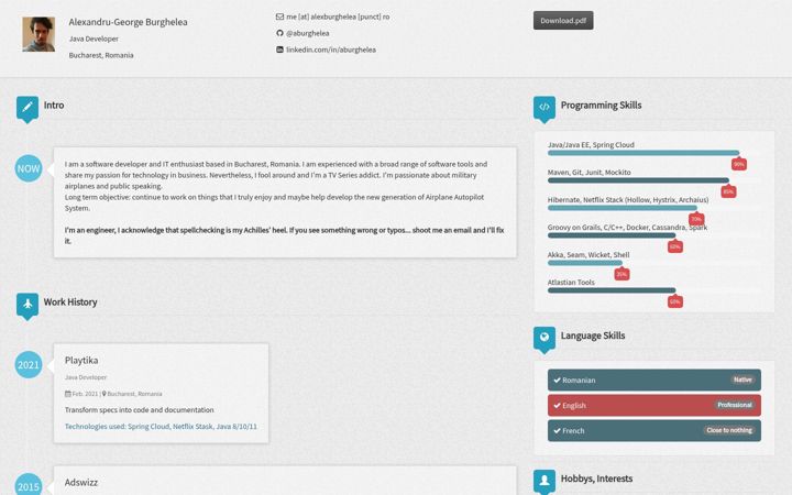 Screenshot of alexburghelea.ro
