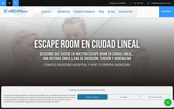Screenshot stránky alexcaperoom.com