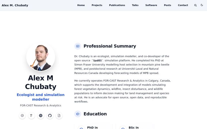 Screenshot of alexchubaty.com