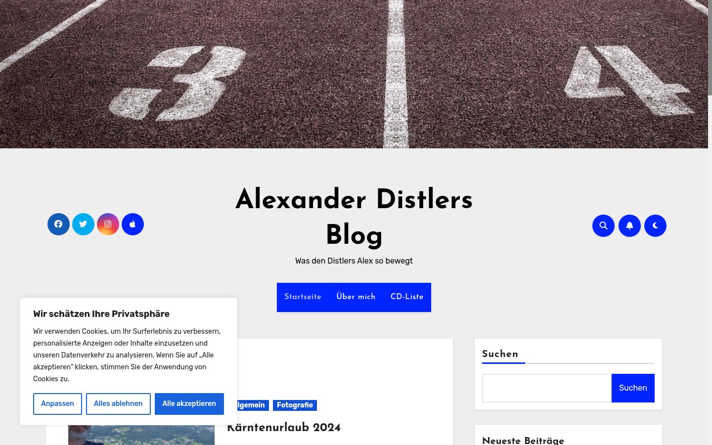 Screenshot des Einwilligungsbanners vor jeglicher Interaktion