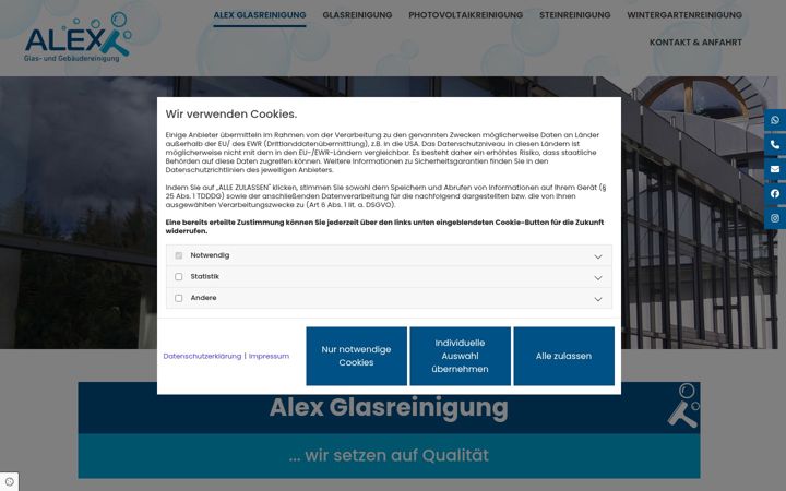 Posnetek zaslona alexglasreinigung.de