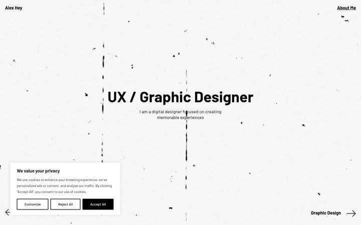 Screenshot stránky alexhey.design