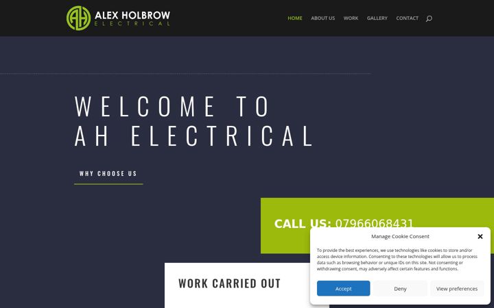 Screenshot of alexholbrowelectrical.co.uk