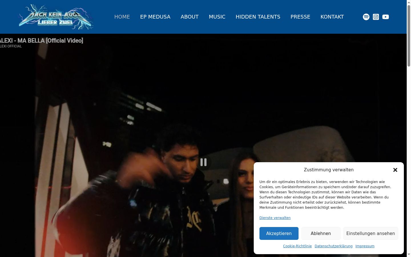 Captura de ecrã do banner de consentimento apresentado antes de qualquer interação
