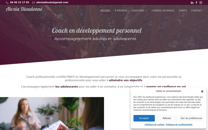 Captura de ecrã de alexia-dieudonne.fr