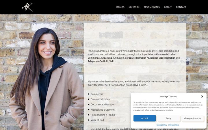 Screenshot of alexiakombou.com