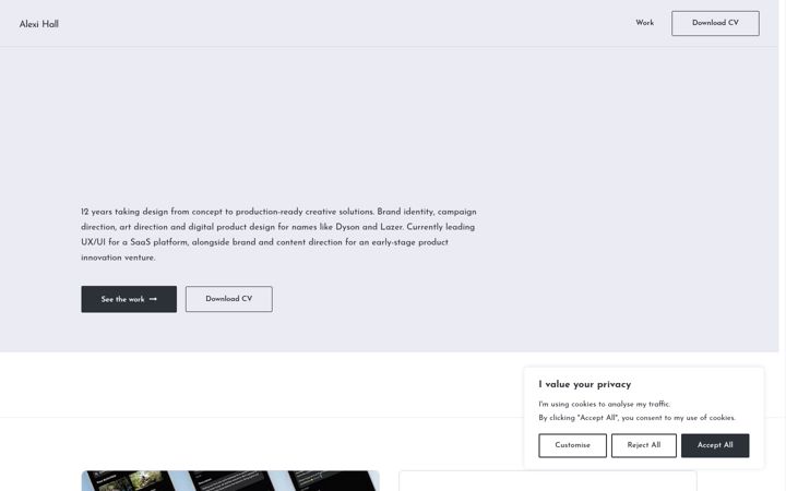 Screenshot ta' alexihall.com