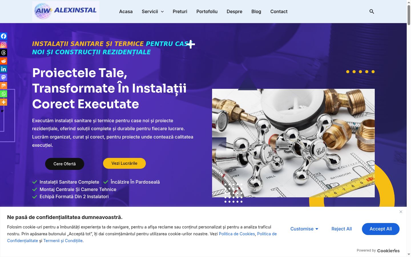 Screenshot del banner di consenso mostrato prima di qualsiasi interazione