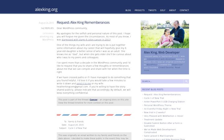 Screenshot of alexking.org
