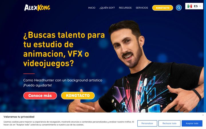 Captura de pantalla de alexkong.mx