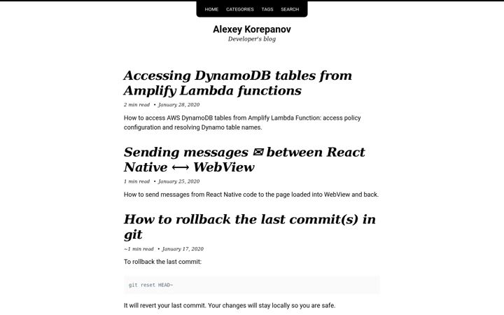 Screenshot of alexkorep.com