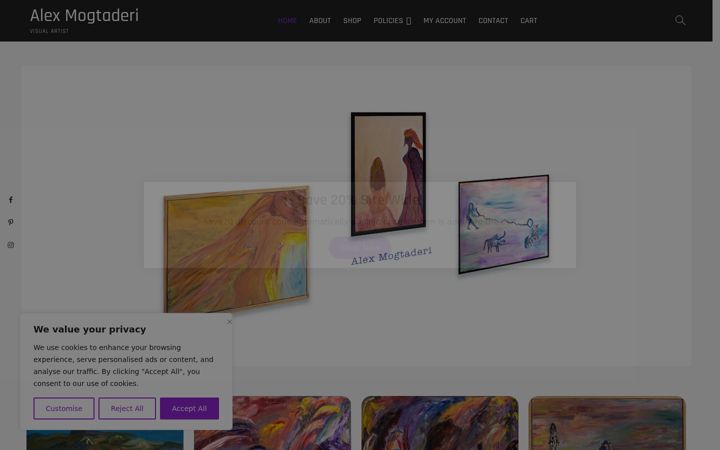 Screenshot of alexmogtaderi.com