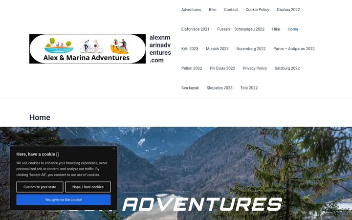 Screenshot of alexnmarinadventures.com