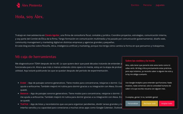 Screenshot ta' alexpimienta.mx