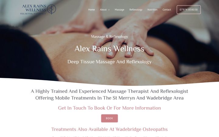 Screenshot van alexrainswellness.co.uk