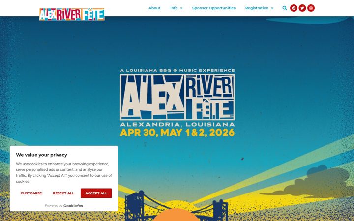 Screenshot of alexriverfete.com