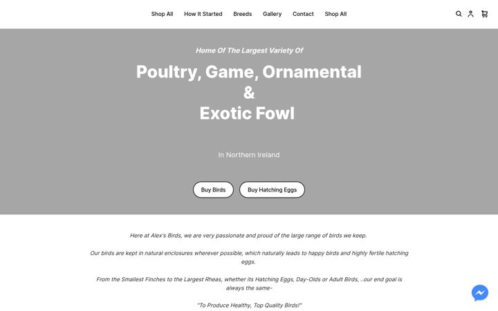 Screenshot of alexsbirds.co.uk