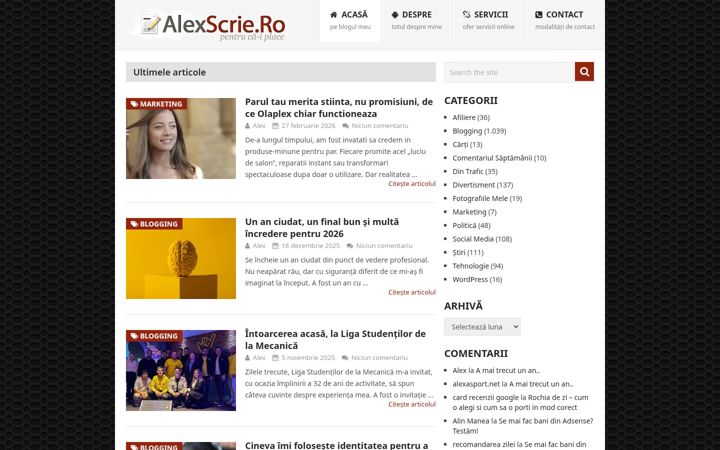 Skärmbild av alexscrie.ro