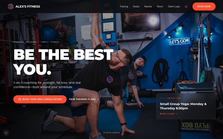 Screenshot of alexsfitness.com