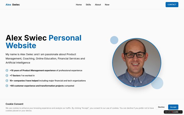 Screenshot of alexswiec.com