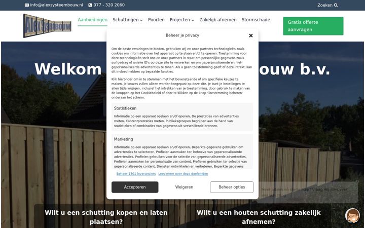 Screenshot von alexsysteembouw.nl