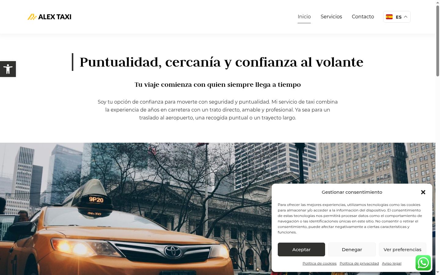 Captura de ecrã do banner de consentimento apresentado antes de qualquer interação